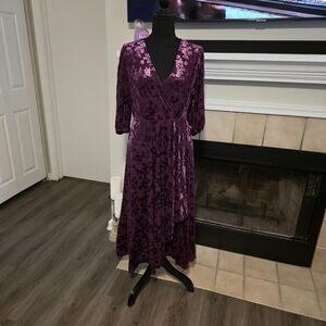 Calvin Klein Velvet Plum Long Sleeve Dress